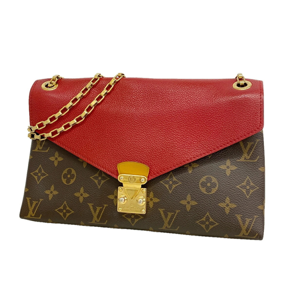 Louis Vuitton Monogram Pallas Chain Shoulder Bag M41201 Brown Cerise Women's ...